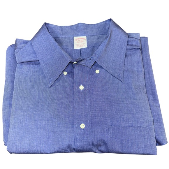 Brooks Brothers Other - Brooks Brothers Mens 20 36 Big & Tall Blue Cotton Traditional Fit Dress Shirt